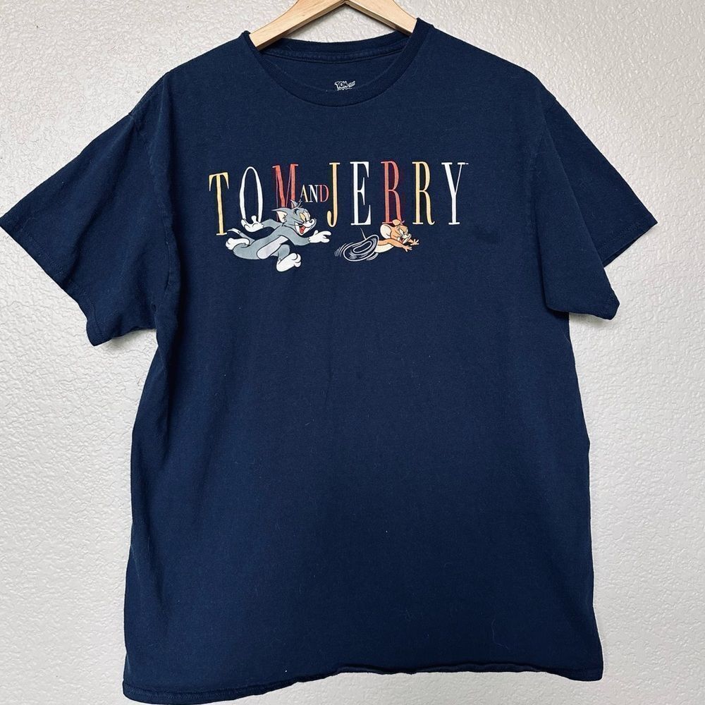Men’s Tom & Jerry Navy Blue Cartoon Character Graphic T-Shirt M